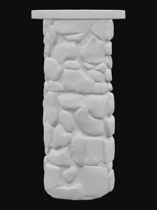 3D model for Cartoon-style pillar made of fieldstone, uneven rocks, hand-painted, fantasy style