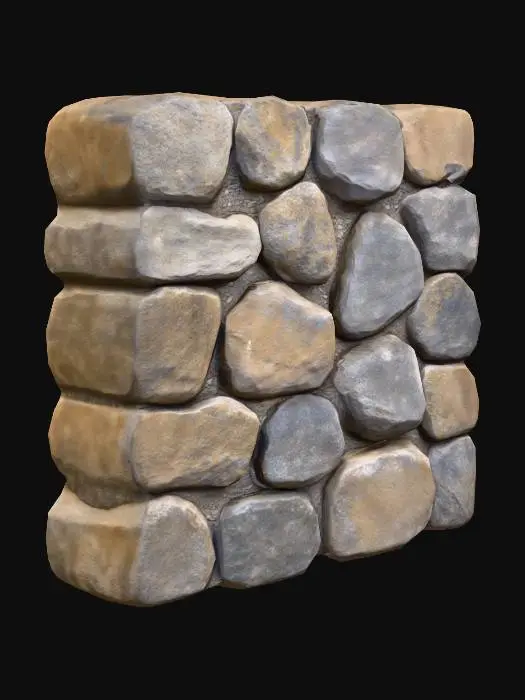 3D model for Stone_Wall, #PBR#