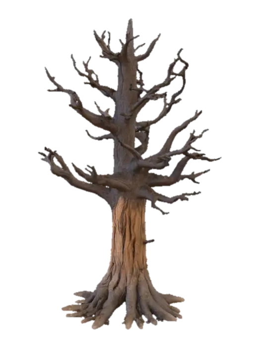 Mô hình 3D A majestic, full pine tree stands entirely devoid of needles, showcasing its… - Skeletal, được tạo bằng AI