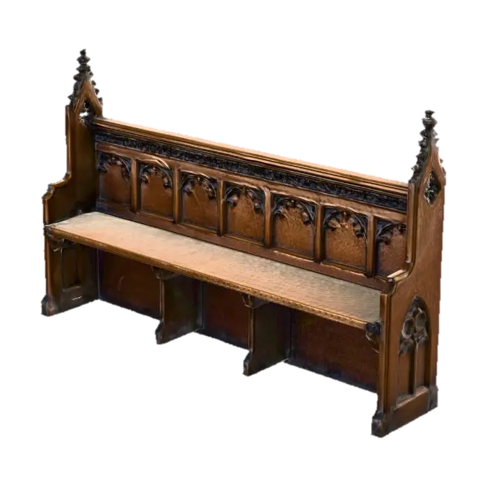 Modelo 3D de Gothic_Carved_Pew_1120025437_generate - Church, generado por IA