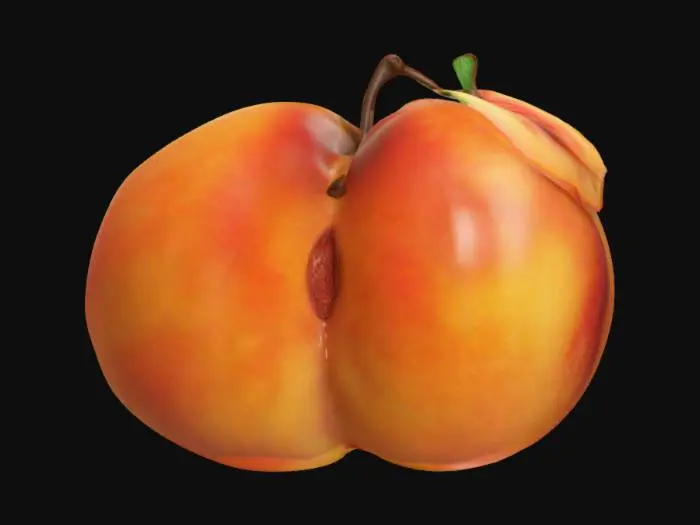 3D model for a glossy juicy peach, high detail, ultra realistic