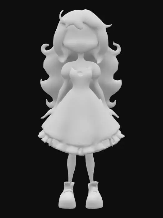 3D model for attractive female humanoid, full body, stylized, toon shader