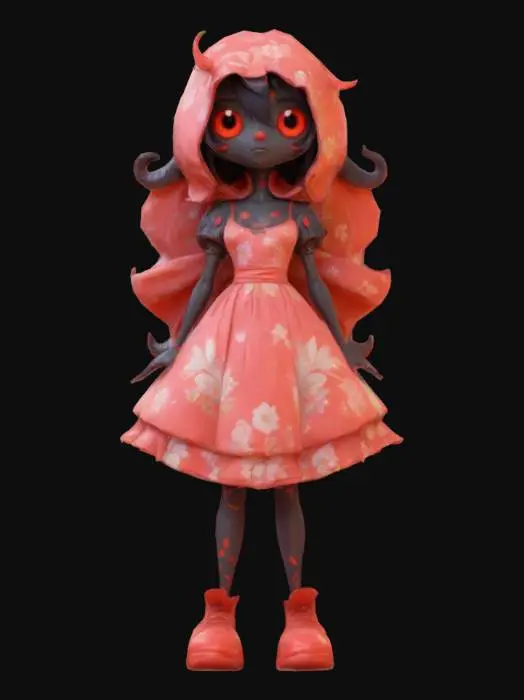 3D model for attractive female humanoid, full body, stylized, toon shader