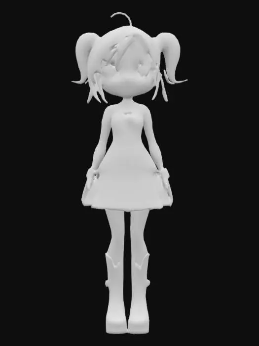 3D model for attractive female humanoid, full body, stylized, toon shader