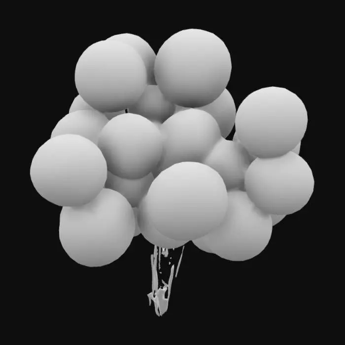 3D model for a bundle of 8 glossy pink balloons, high detail, ultra realistic.