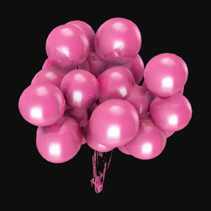 3D model for a bundle of 8 glossy pink balloons, high detail, ultra realistic.