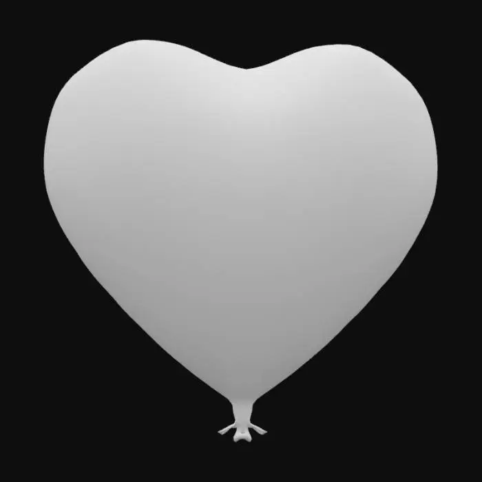 3D model for glossy pink inflatable heart balloon