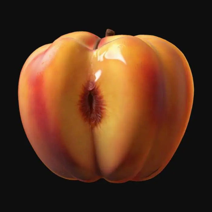 3D model for a glossy juicy peach, high detail, ultra realistic