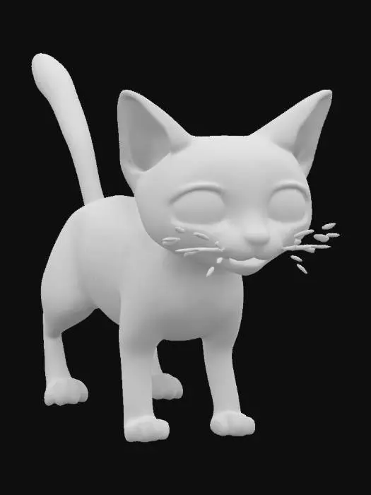 3D model for Tabby pointed siamese cat, standing, pixar style