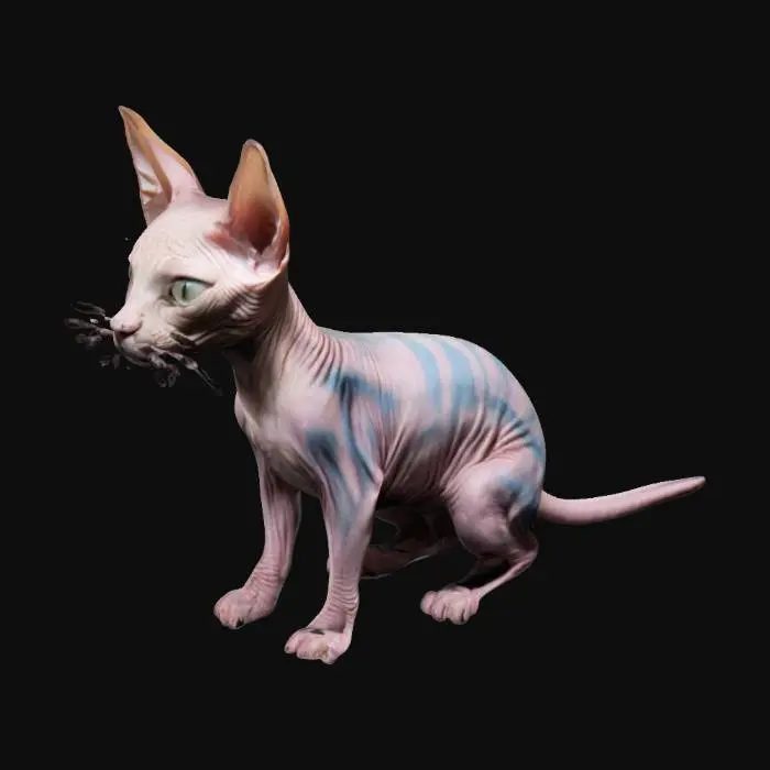3D model for Sphynx cat, tim burton style