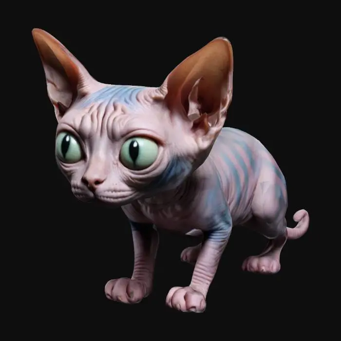 3D model for Sphynx cat, tim burton style