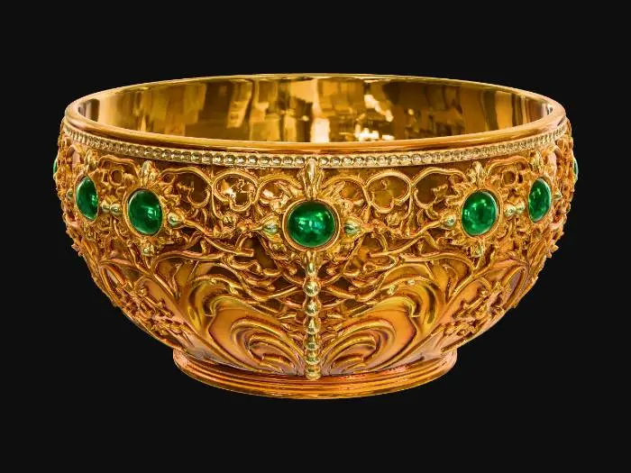 3D model for Ornate Emerald Gold Bangle