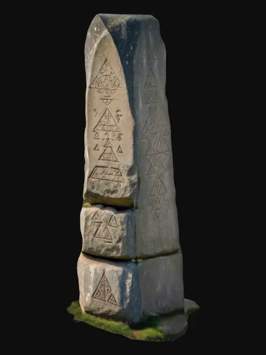 3D model for A big menhir with ancient carved runes
