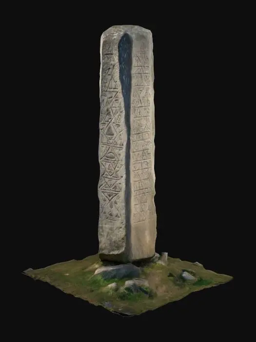 3D model for A big menhir with ancient carved runes