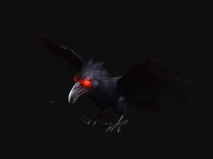 3D model for an angry, giant, horrifying, Crow, 