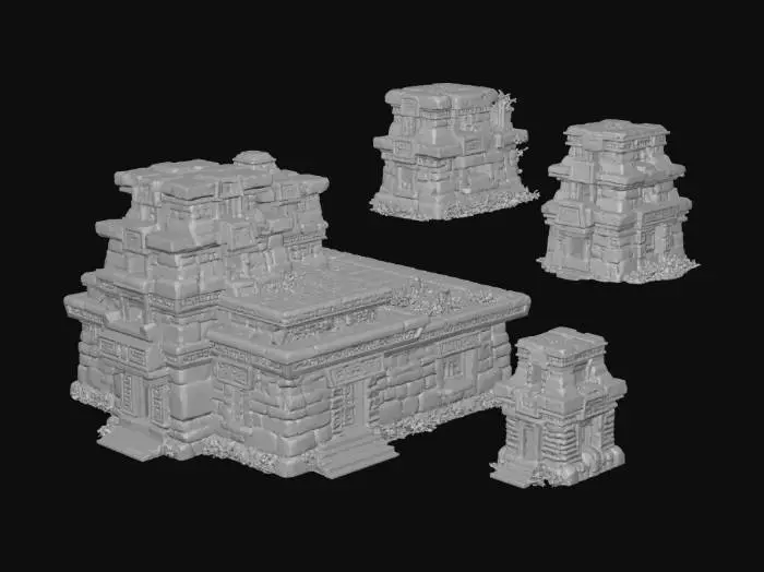 3D model for Ancient Stone Temple Render