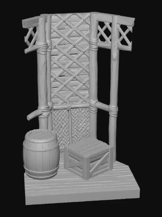 3D model for Barrel and Crate by the Sea