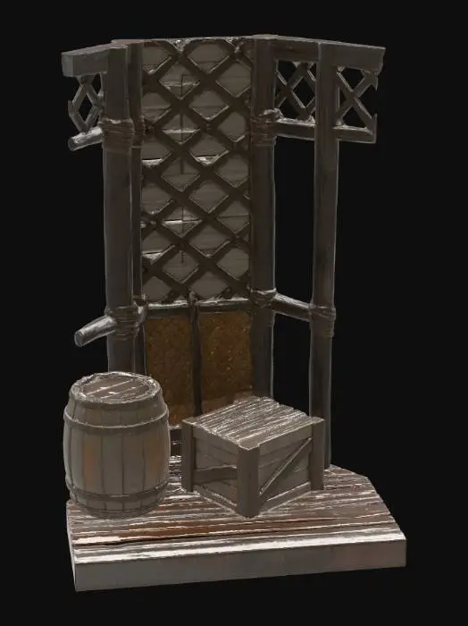 3D model for Barrel and Crate by the Sea
