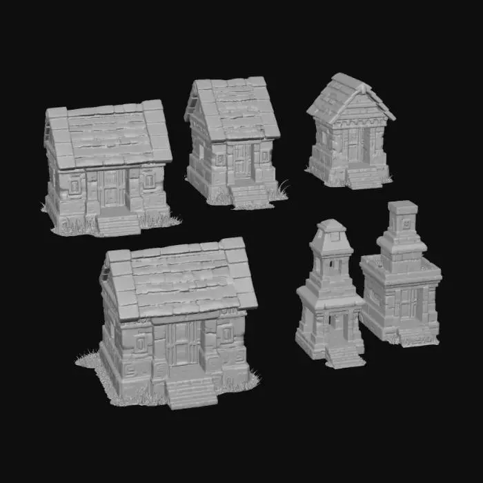 3D model for Stone Huts and Towers tes