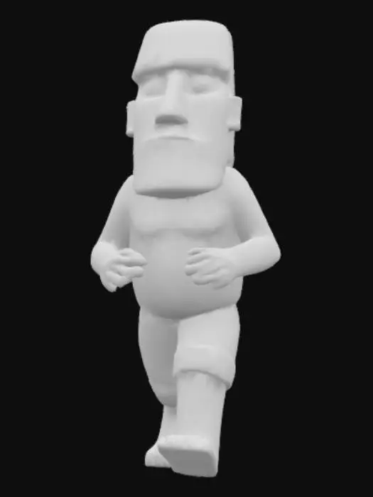 3D model for A 3D model of a Giant Moai with a muscular body, running like a titan. Includes PBR textures, realistic shadows, and soft lighting. Optimized for high-quality 3D printing.