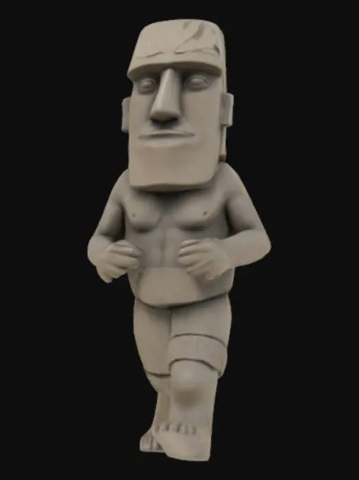 3D model for A 3D model of a Giant Moai with a muscular body, running like a titan. Includes PBR textures, realistic shadows, and soft lighting. Optimized for high-quality 3D printing.