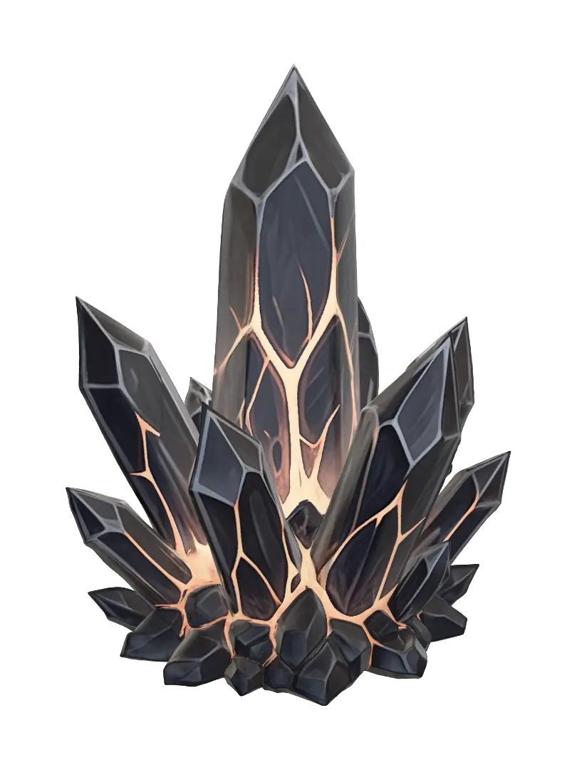 Fire crystal cluster - Spiky 3D model, vytvořený pomocí AI