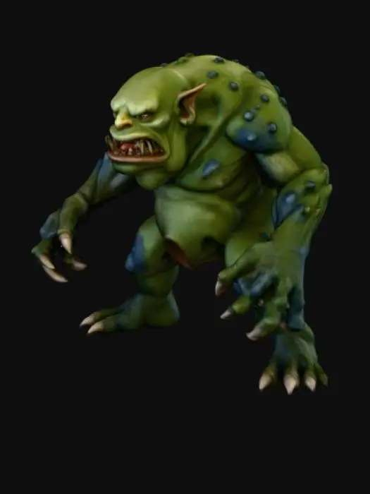 3D model for Troll enemy area for an rpg sidescroller game, side-view. no people. no platforms. no pick-ups