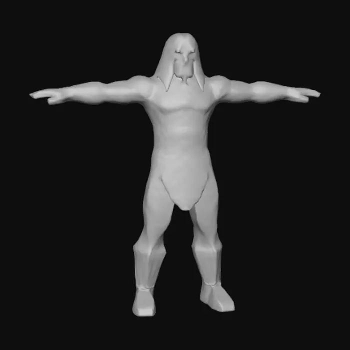 3D model for a barbarian (rpg character), no weapon, PS2 graphics