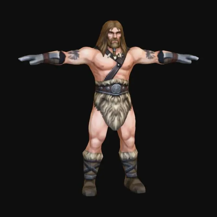 3D model for a barbarian (rpg character), no weapon, PS2 graphics