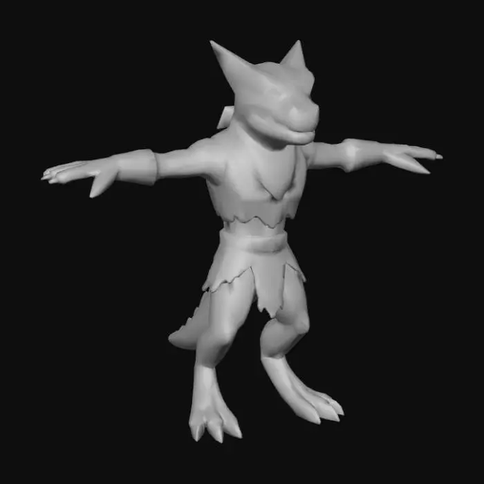 3D model for a scaly reptilian bandit (rpg character), no weapon, PS2 graphics