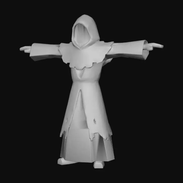 3D model for a mysterious stranger, PS2 graphics, remove staff (weapon)