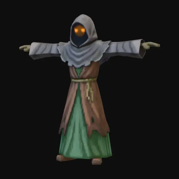 3D model for a mysterious stranger, PS2 graphics, remove staff (weapon)