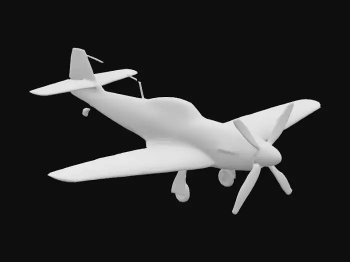 3D model for P-52 mustang fighter, plane from the second world war. Silver