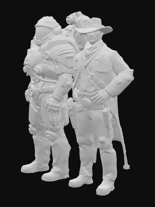 3D model for Futuristic Cowboy Duo