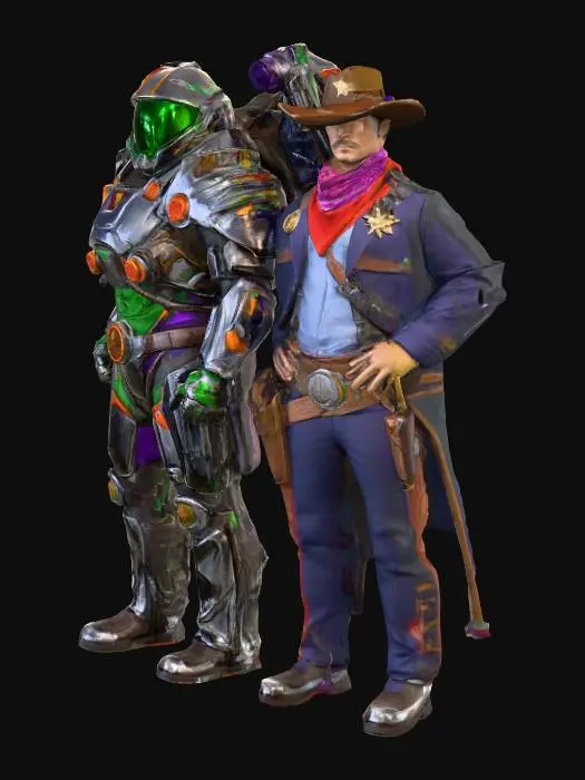 3D model for Futuristic Cowboy Duo