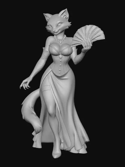 3D model for Elegant Feline Enchantress