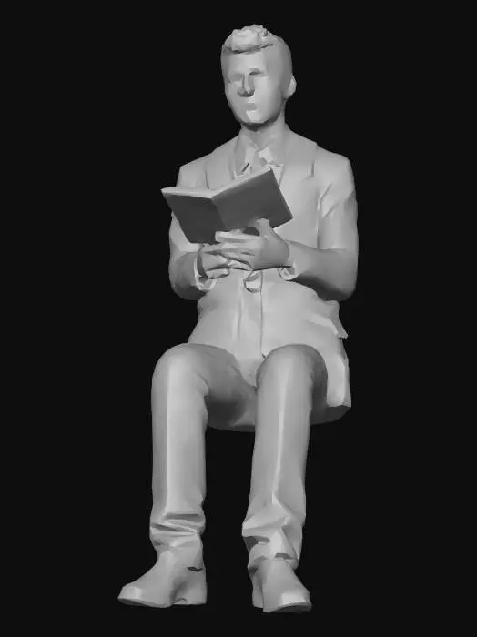 3D model for Businessman Reading Tablet