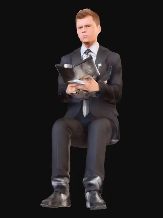 3D model for Businessman Reading Tablet