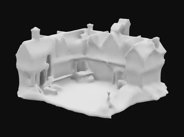 3D model for ultra detailed fantasy tavern in castlevania style ,isometric view, game style, enhanced colors