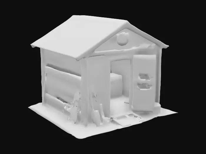 3D model for ultra detailed isometric old garden shed, game style, 4k, enhanced colors