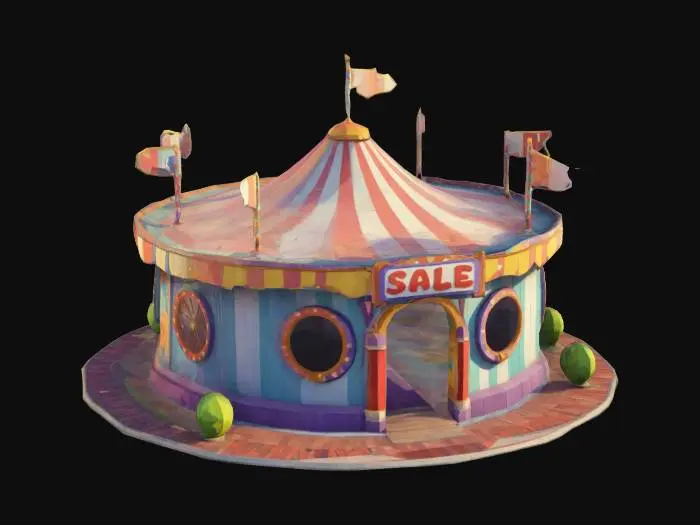 3D model for low poly and cartoon style amusement building