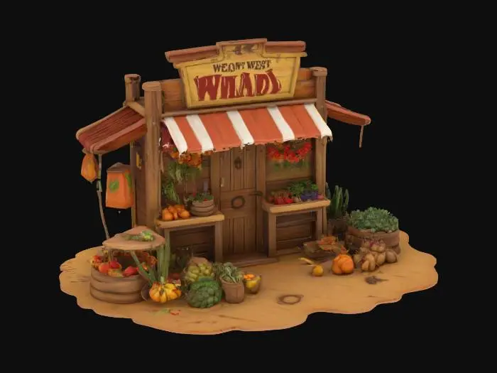 3D model for Wild West Market Scene