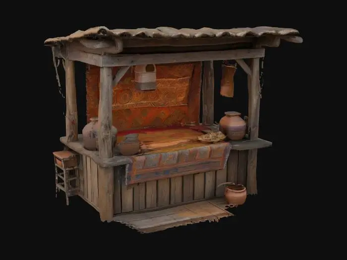 3D model for Market Stall with Rugs