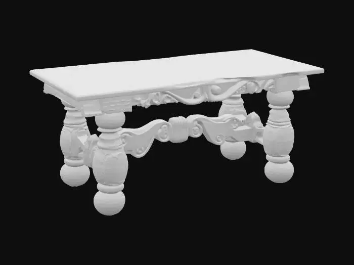 3D model for medieval light wood decorated table