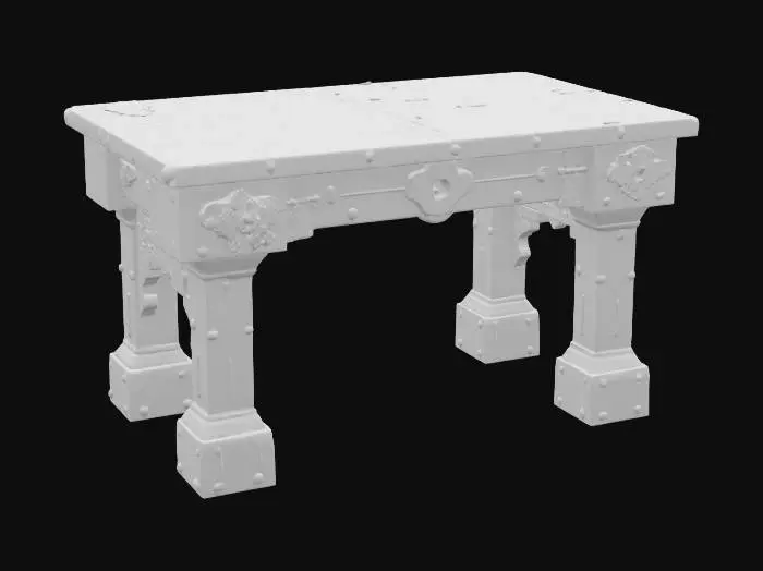 3D model for medieval light wood decorated table