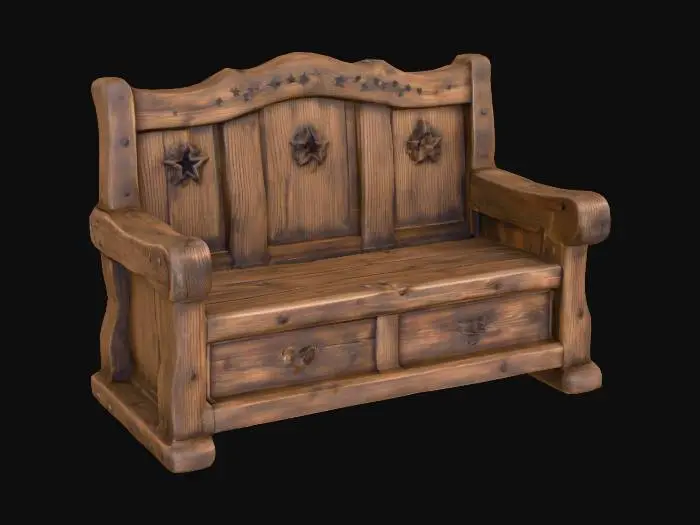 3D model for Rustic Wooden Bench