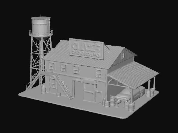 3D model for Warehouse with Water Tower