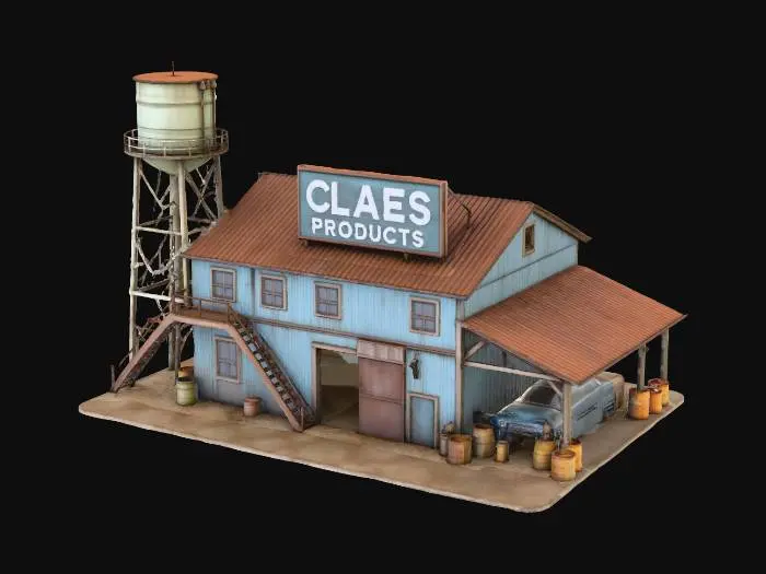 3D model for Warehouse with Water Tower