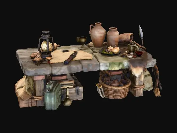 3D model for Rustic Stone Table Still Life