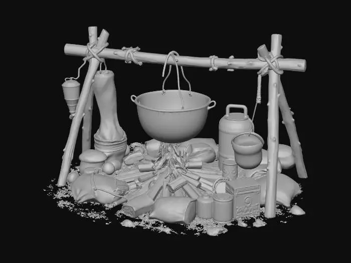 3D model for Campfire Cooking Scene